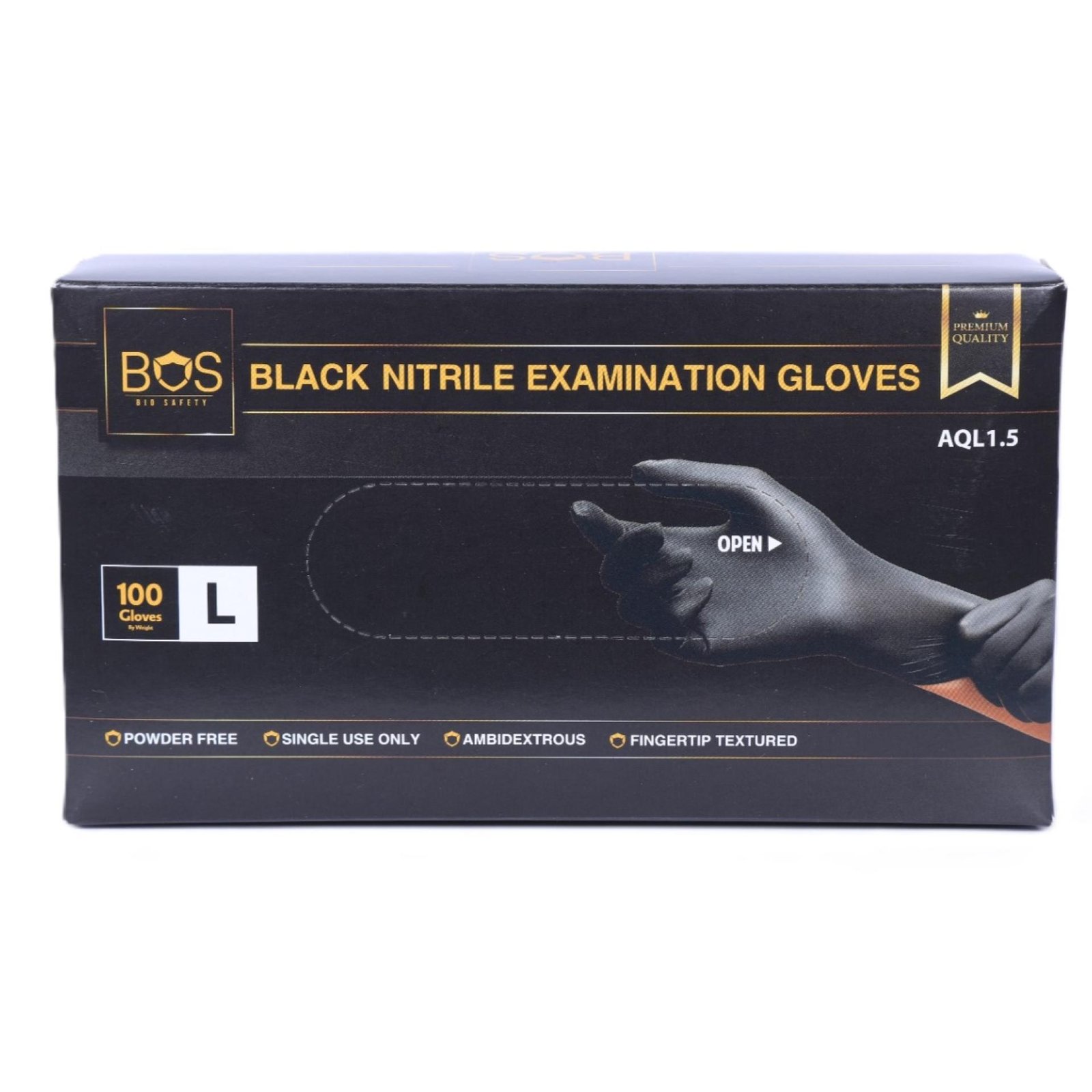 BOS Black Nitrile Gloves Large 100pcs