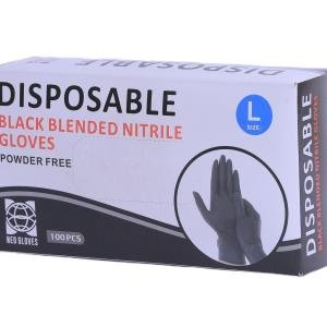 Disposable Black Blended Nitrile Gloves Large