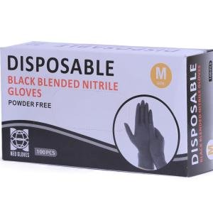Disposable Black Blended Nitrile Gloves Medium