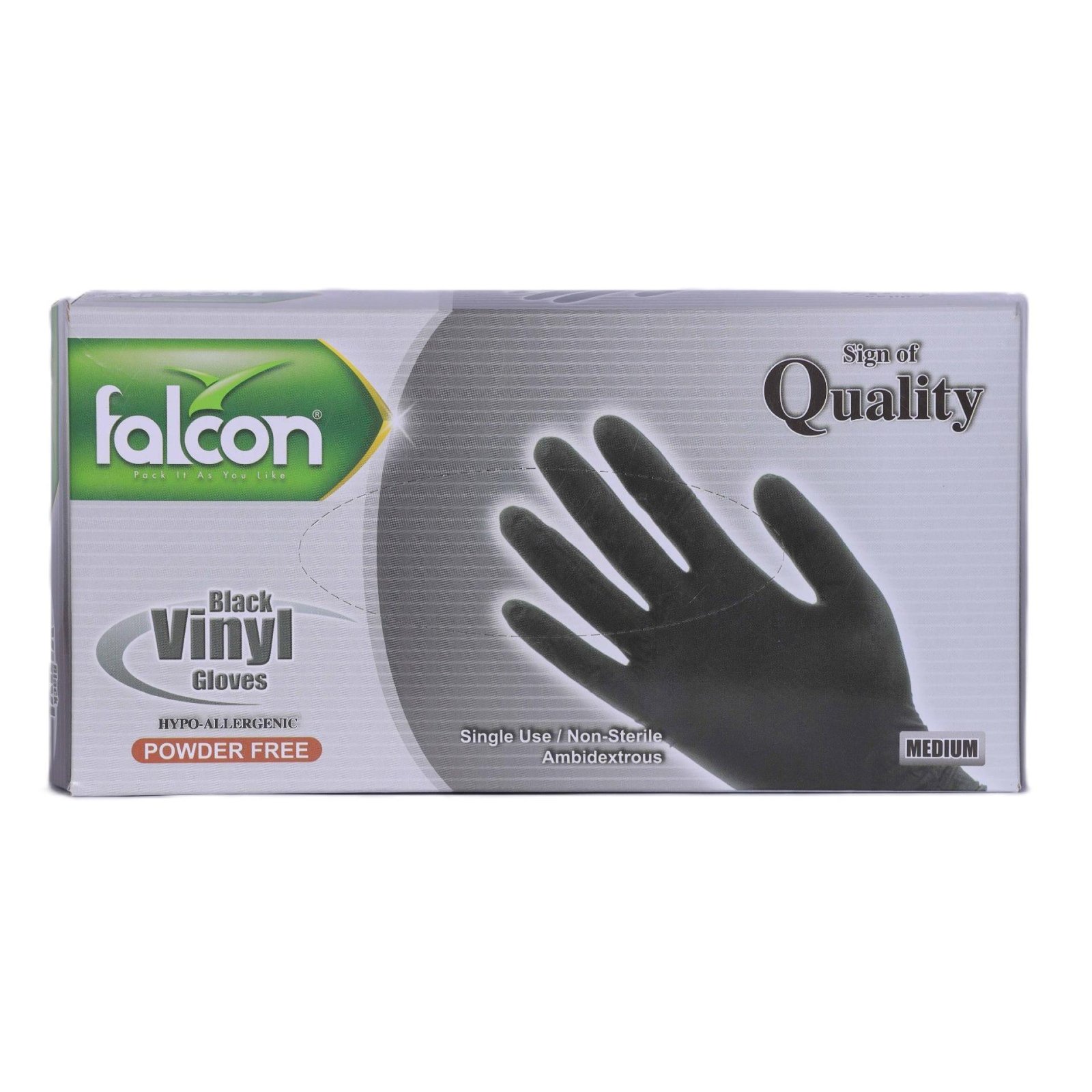 Falcon Black Vinyl Gloves Medium