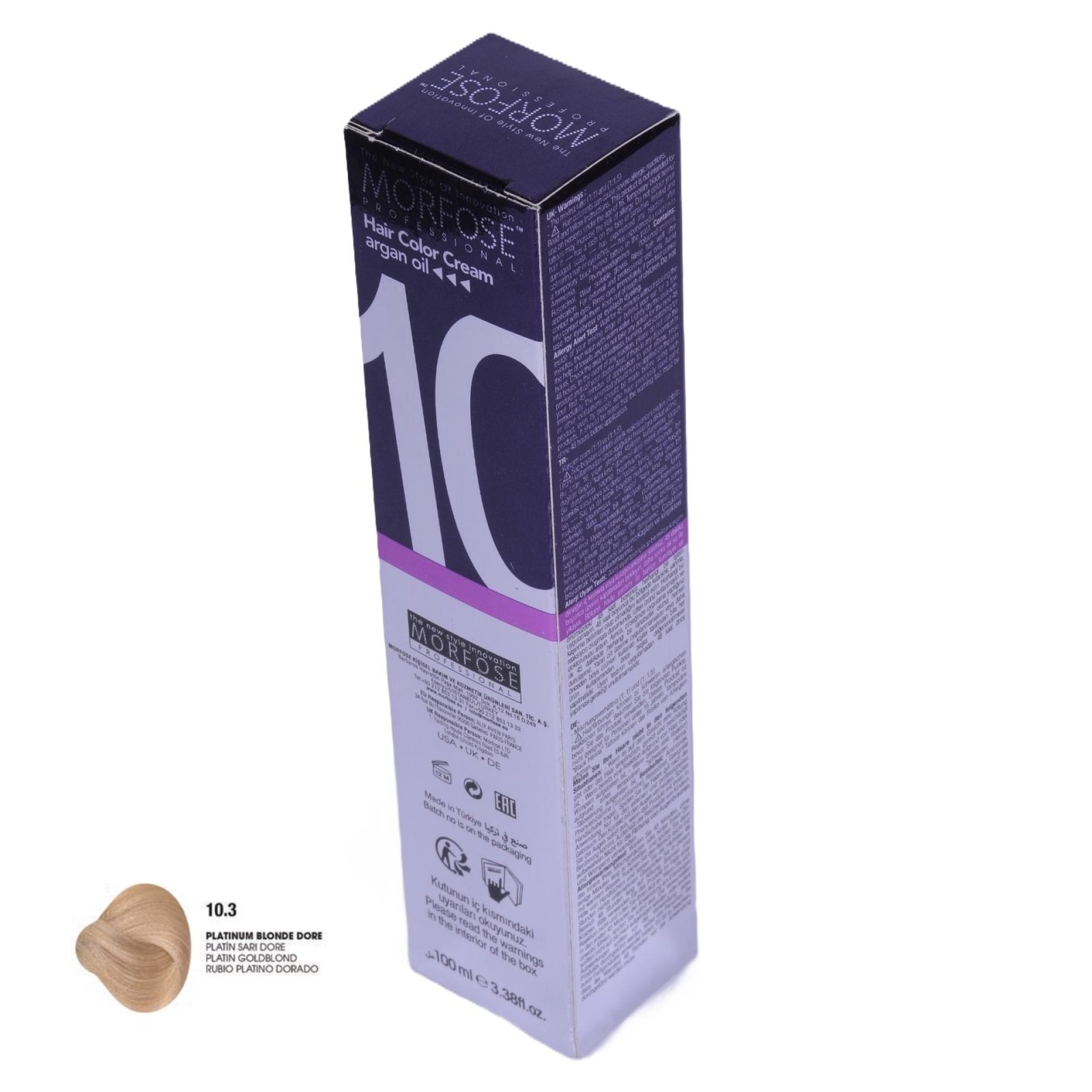 MORFOSE 10 Hair Color Cream with Argan Oil 10.3 - Platinum Blonde Dore 100ml