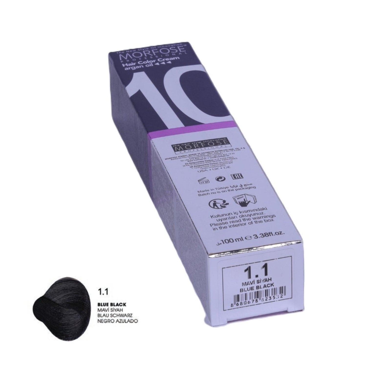 MORFOSE 10 Hair Color Cream with Argan Oil 1.1 - Blue Black 100ml