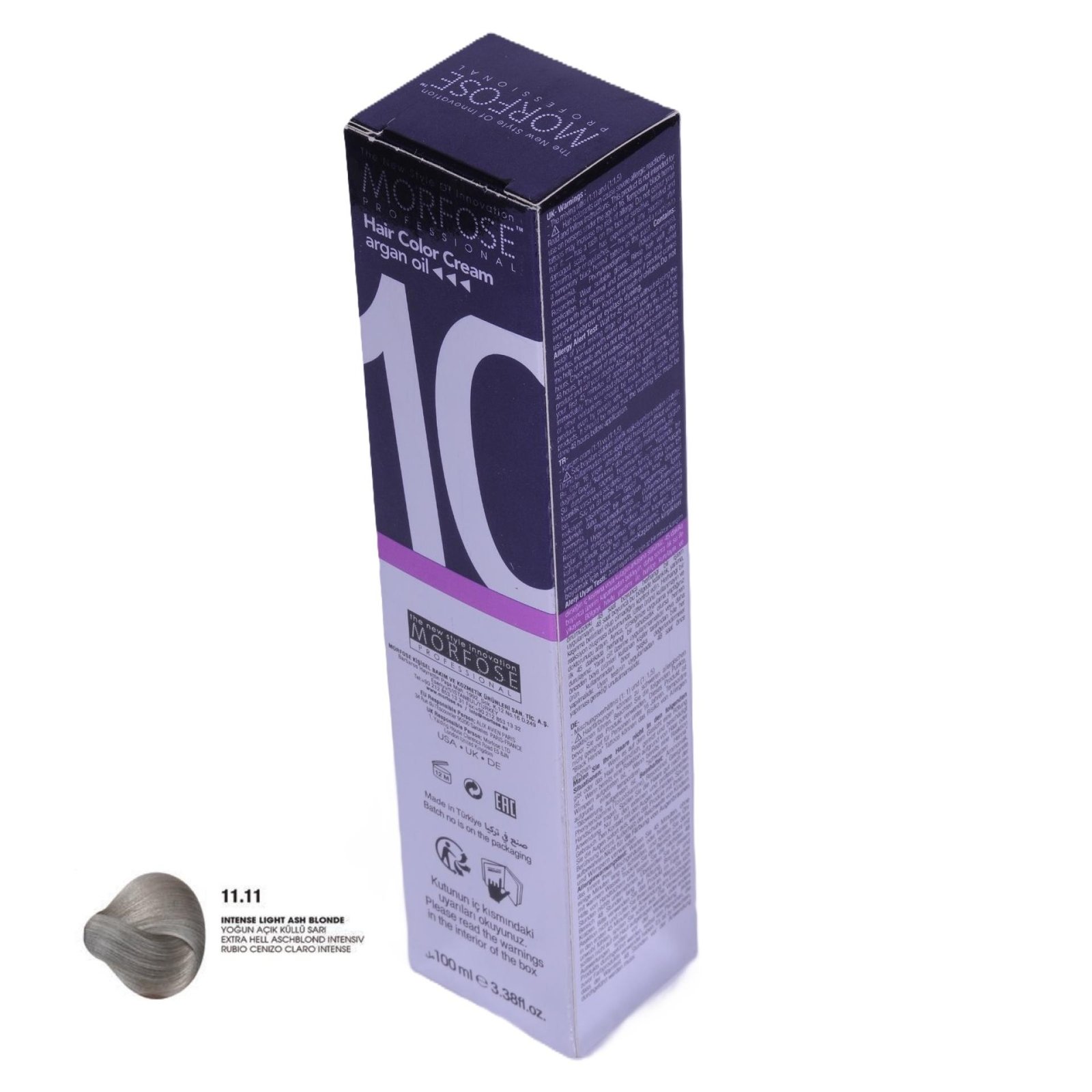 MORFOSE 10 Hair Color Cream with Argan Oil 11.11 - Intense Light Ash Blonde 100ml