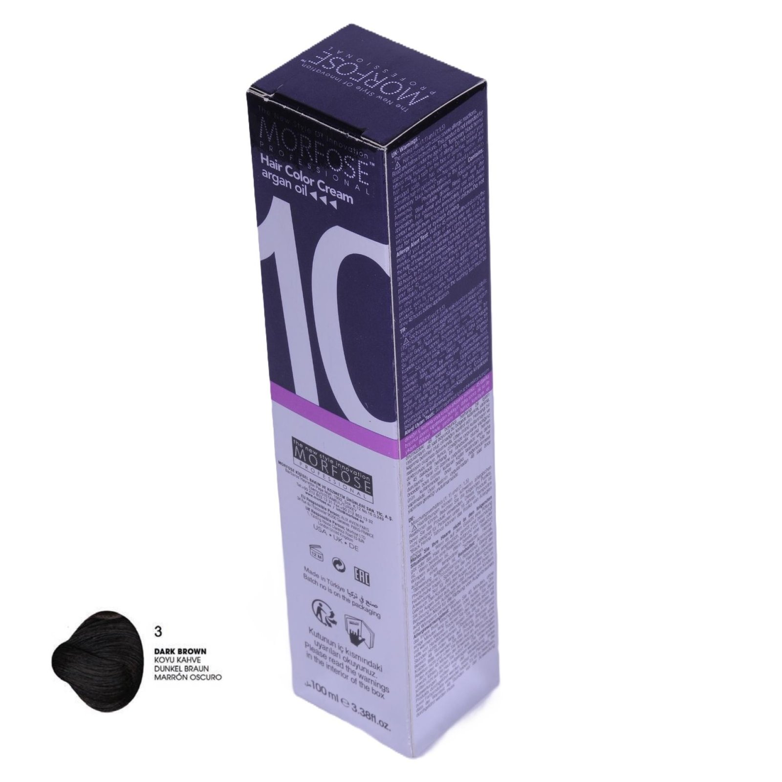 MORFOSE 10 Hair Color Cream with Argan Oil 3 - Dark Brown 100ml