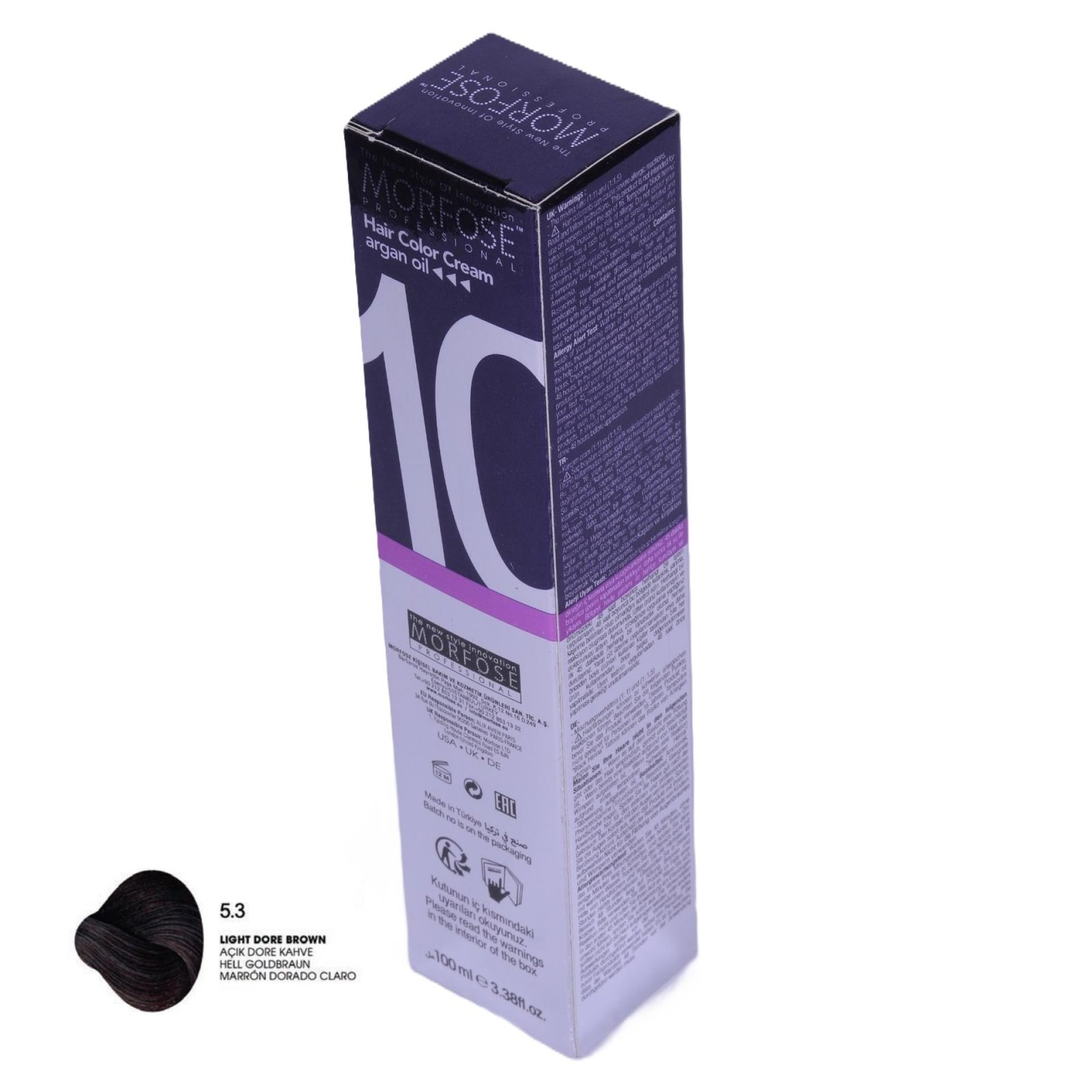 MORFOSE 10 Hair Color Cream with Argan Oil 5.3 - Light Dore Brown 100ml
