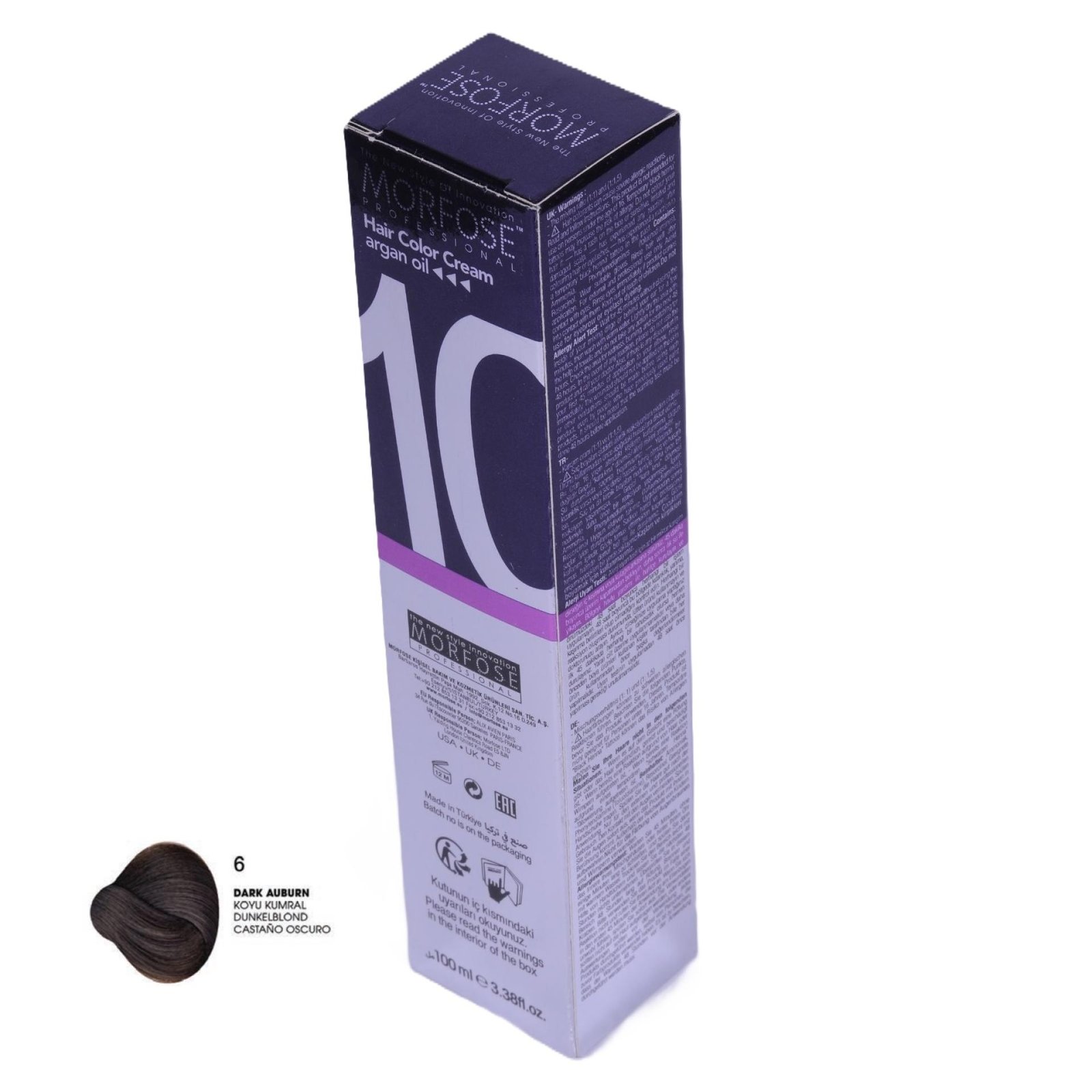 MORFOSE 10 Hair Color Cream with Argan Oil 6 - Dark Auburn 100ml