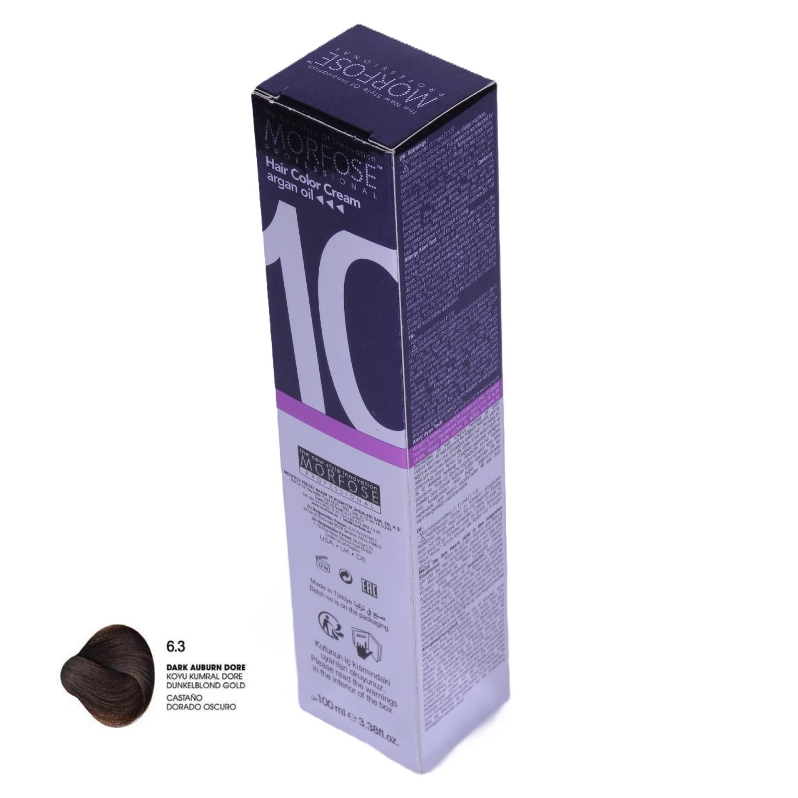 MORFOSE 10 Hair Color Cream with Argan Oil 6.3 - Dark Auburn Dore 100ml