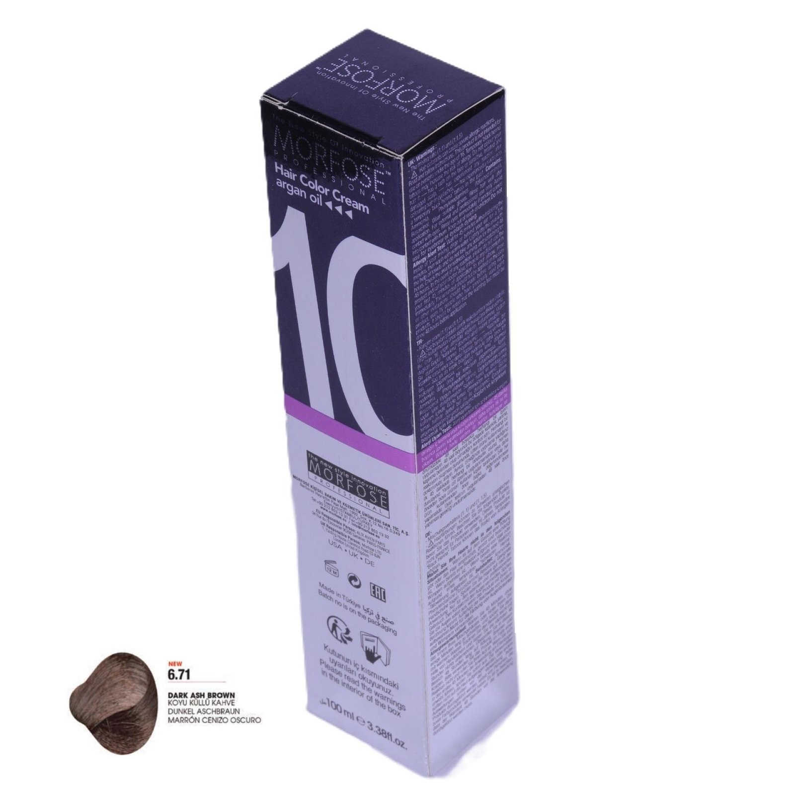 MORFOSE 10 Hair Color Cream with Argan Oil 6.71-Dark Ash Brown 100ml