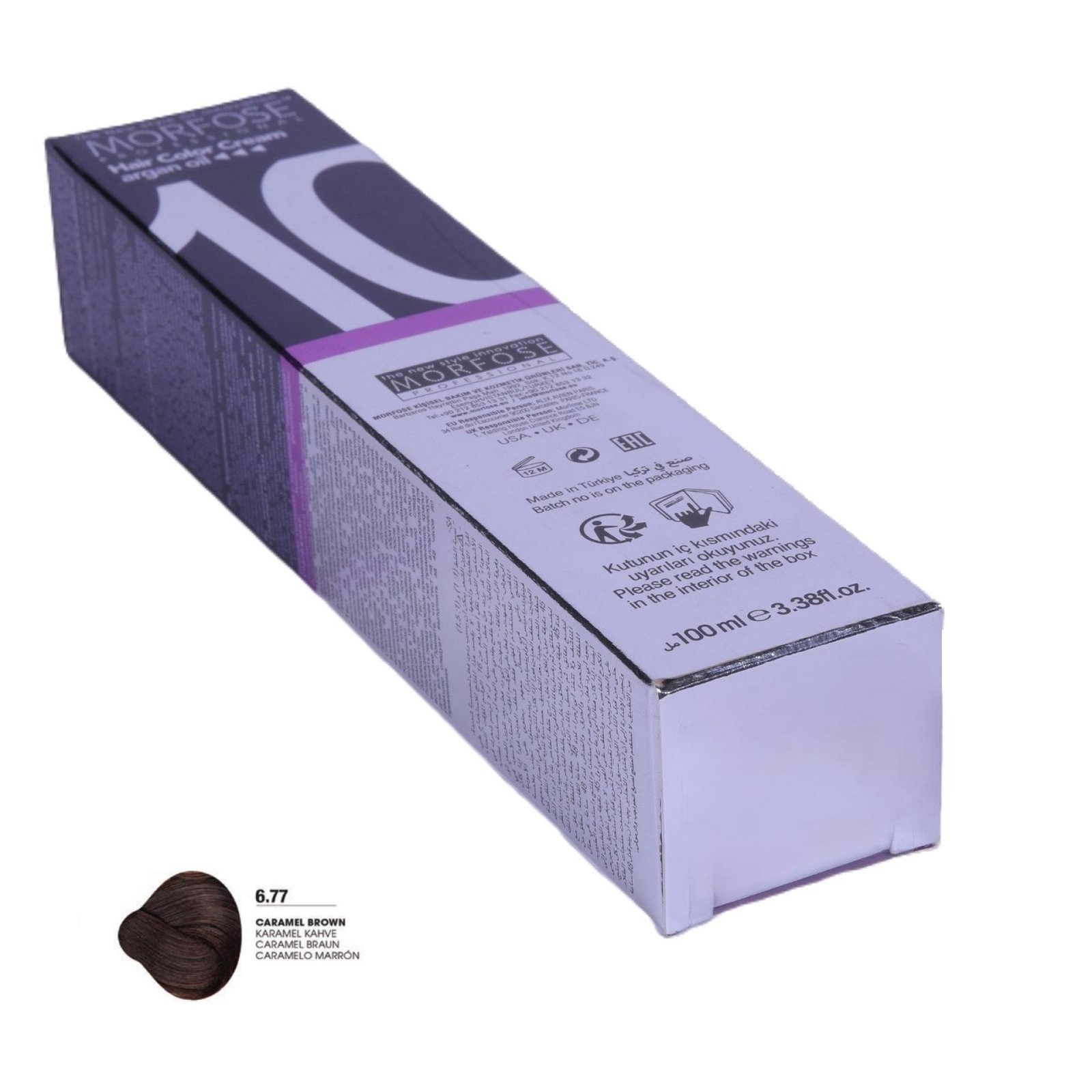 MORFOSE 10 Hair Color Cream with Argan Oil 6.77 - Caramel Brown 100ml