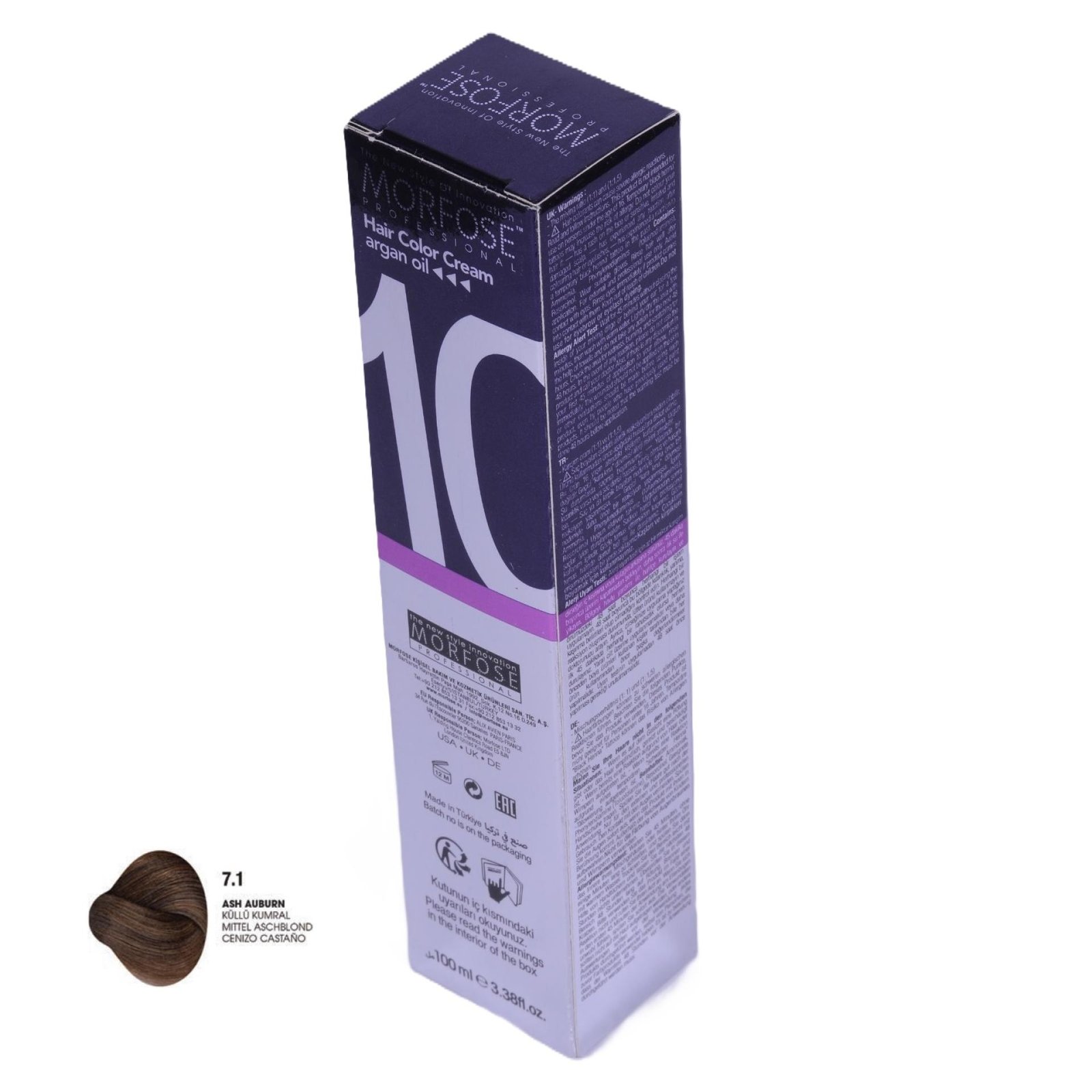 MORFOSE 10 Hair Color Cream with Argan Oil 7.1 - Ash Auburn 100ml