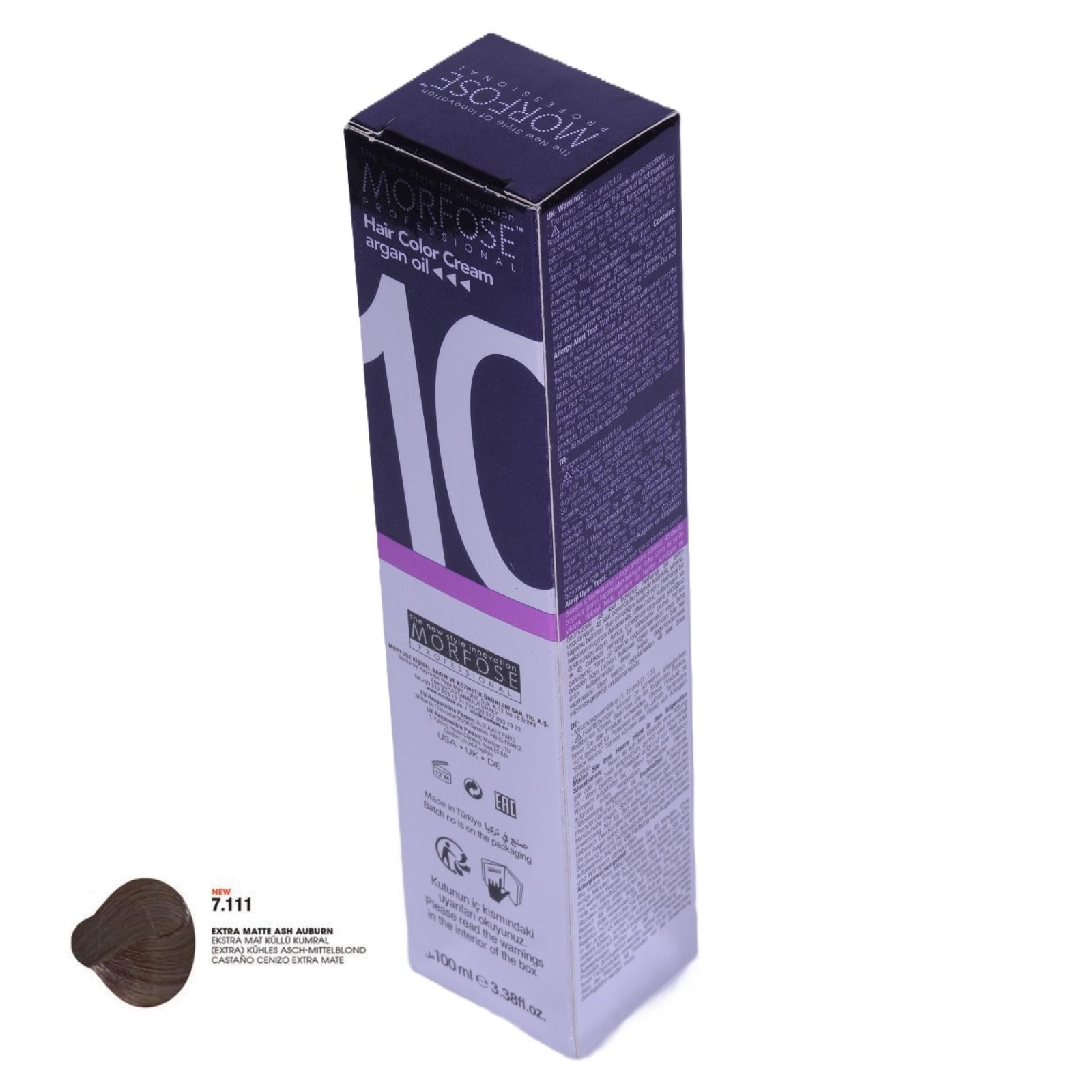 MORFOSE 10 Hair Color Cream with Argan Oil 7.111 - Extra Matte Ash Auburn 100ml