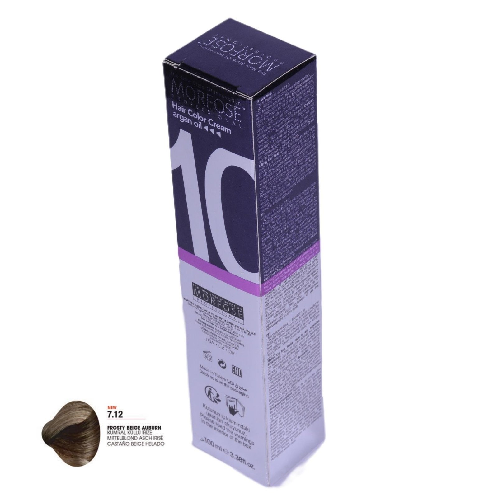 MORFOSE 10 Hair Color Cream with Argan Oil 7.12 - Frosty Beige Auburn 100ml