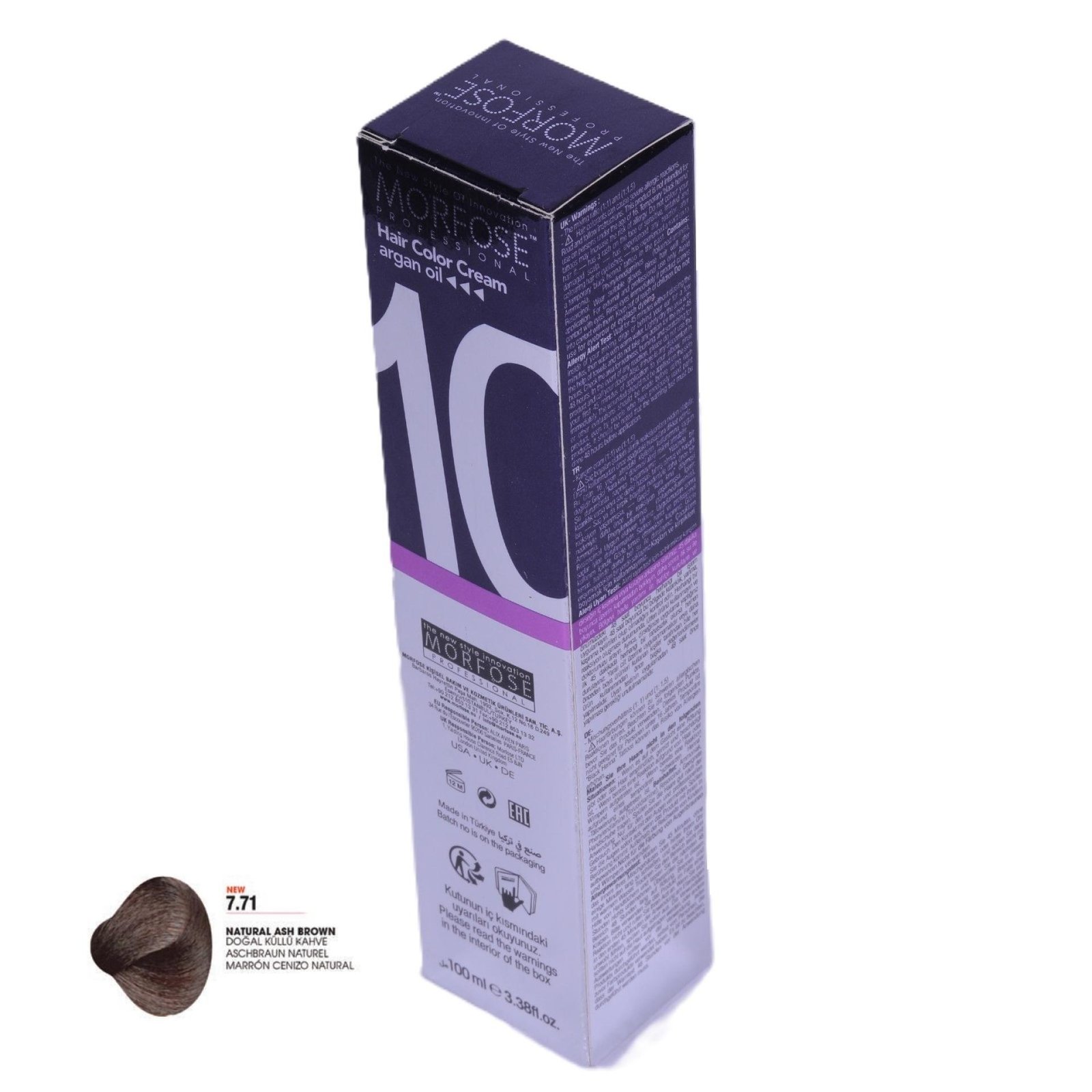 MORFOSE 10 Hair Color Cream with Argan Oil 7.71-Natural Ash Brown 100ml