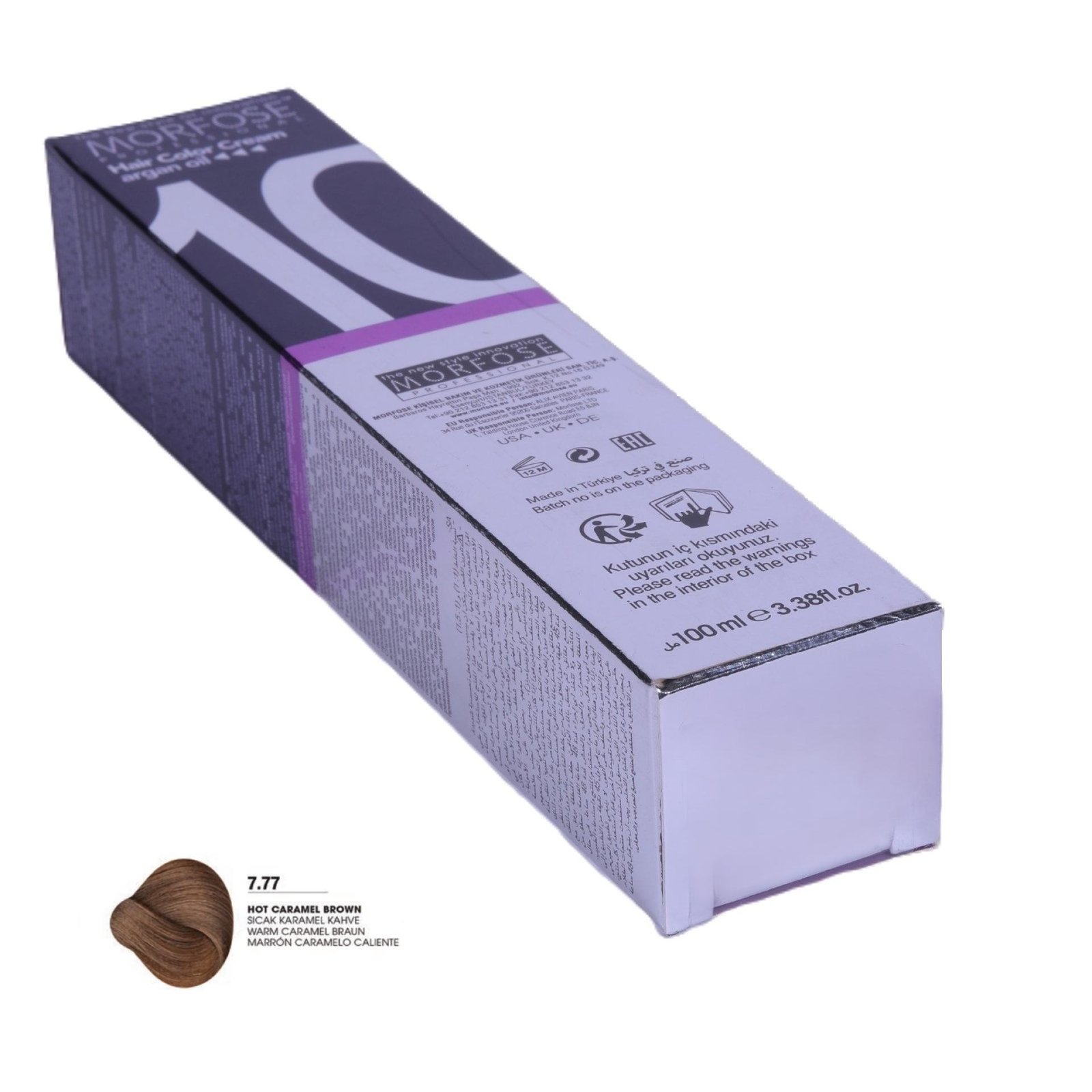 MORFOSE 10 Hair Color Cream with Argan Oil 7.77 - Hot Caramel Brown 100ml