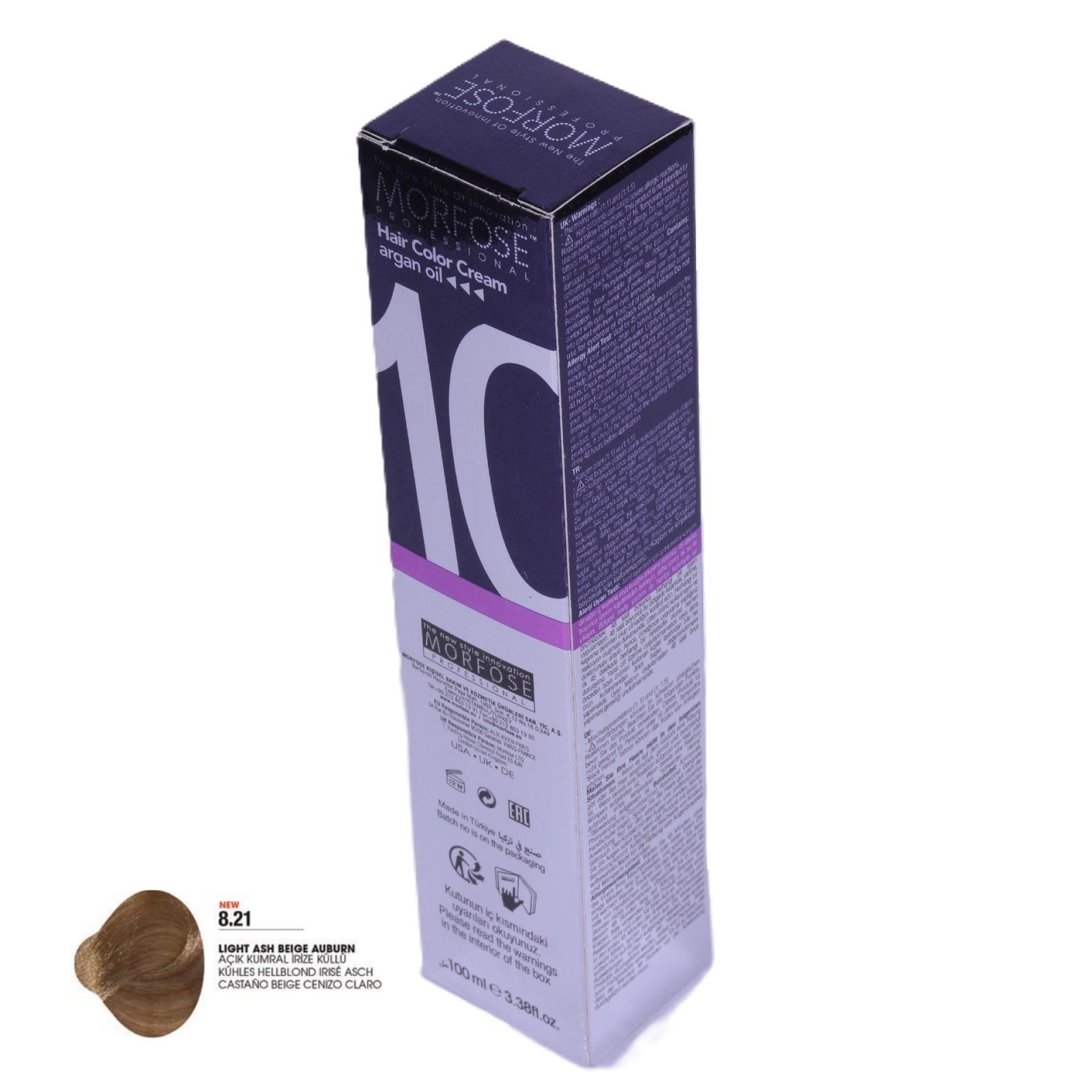 MORFOSE 10 Hair Color Cream with Argan Oil 8.21 - Light Ash Beige Auburn 100ml