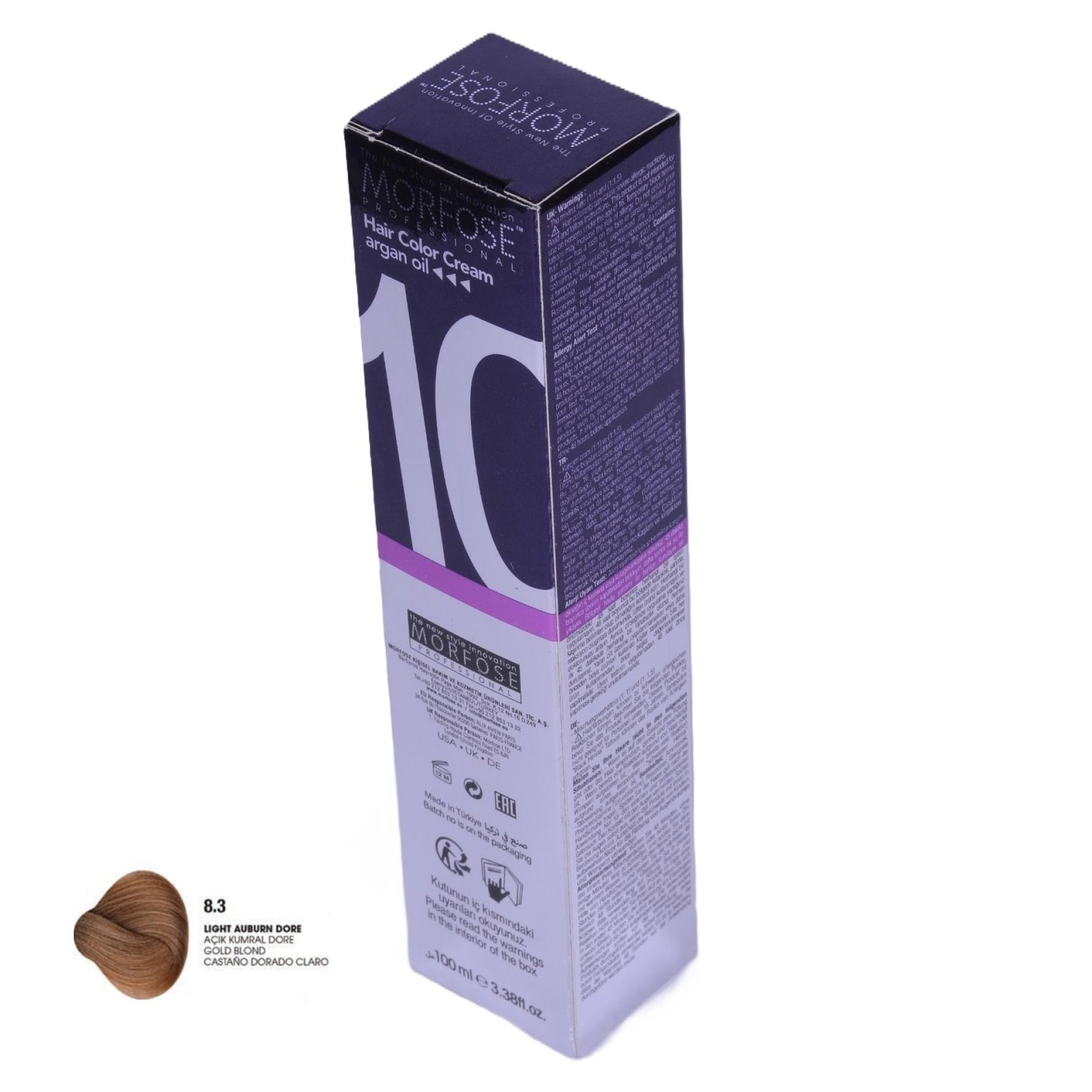 MORFOSE 10 Hair Color Cream with Argan Oil 8.3 - Light Auburn Dore 100ml