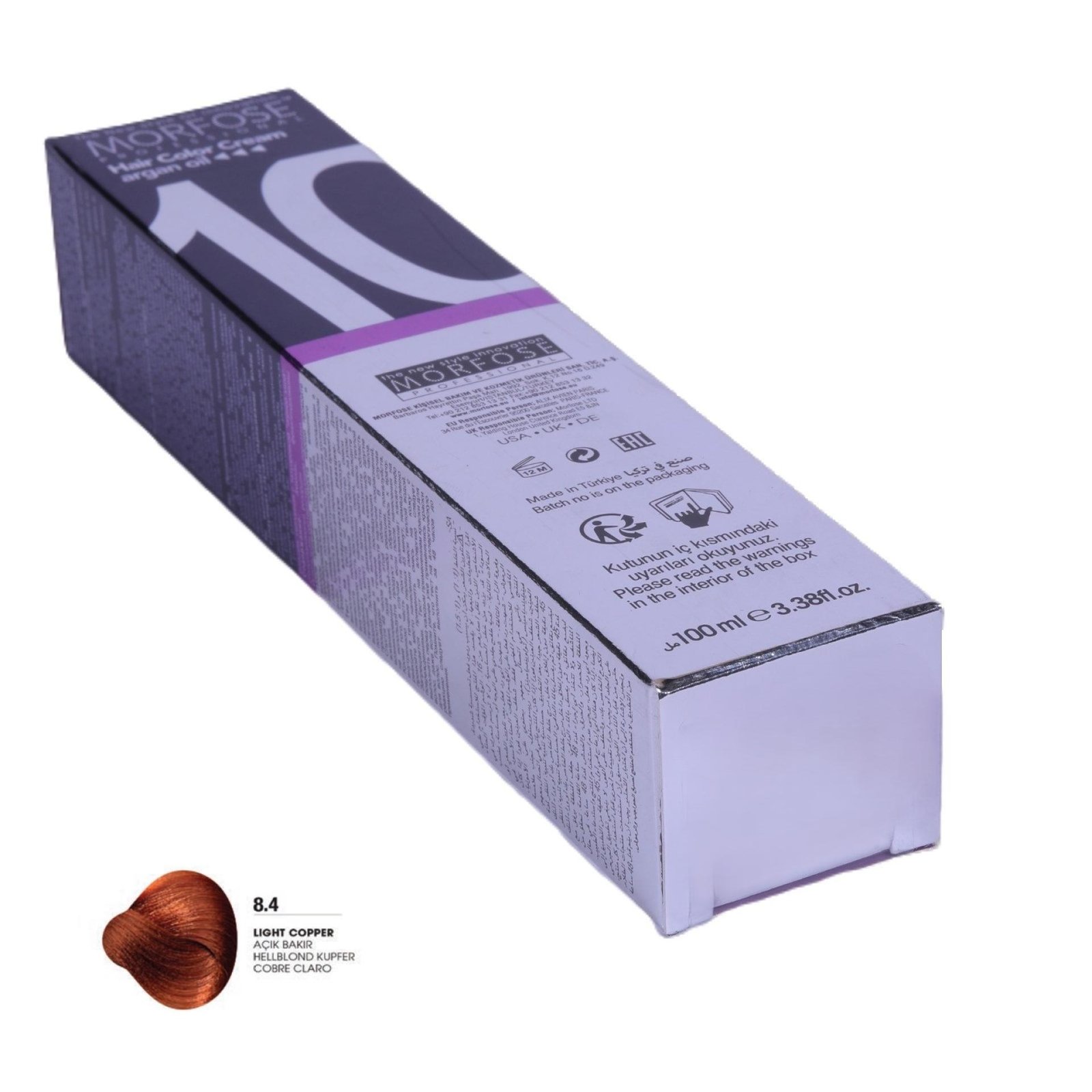 MORFOSE 10 Hair Color Cream with Argan Oil 8.4-Light Copper 100ml