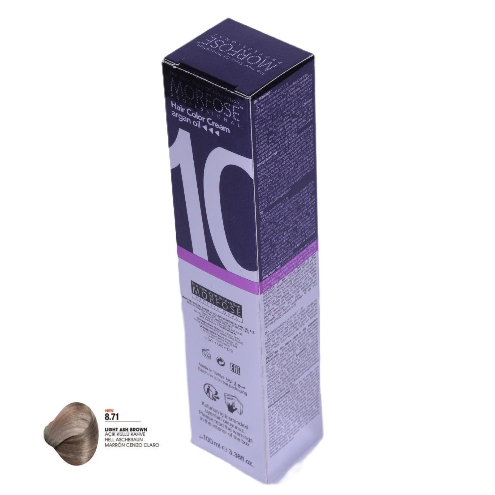 MORFOSE 10 Hair Color Cream with Argan Oil 8.71-Light Ash Brown 100ml