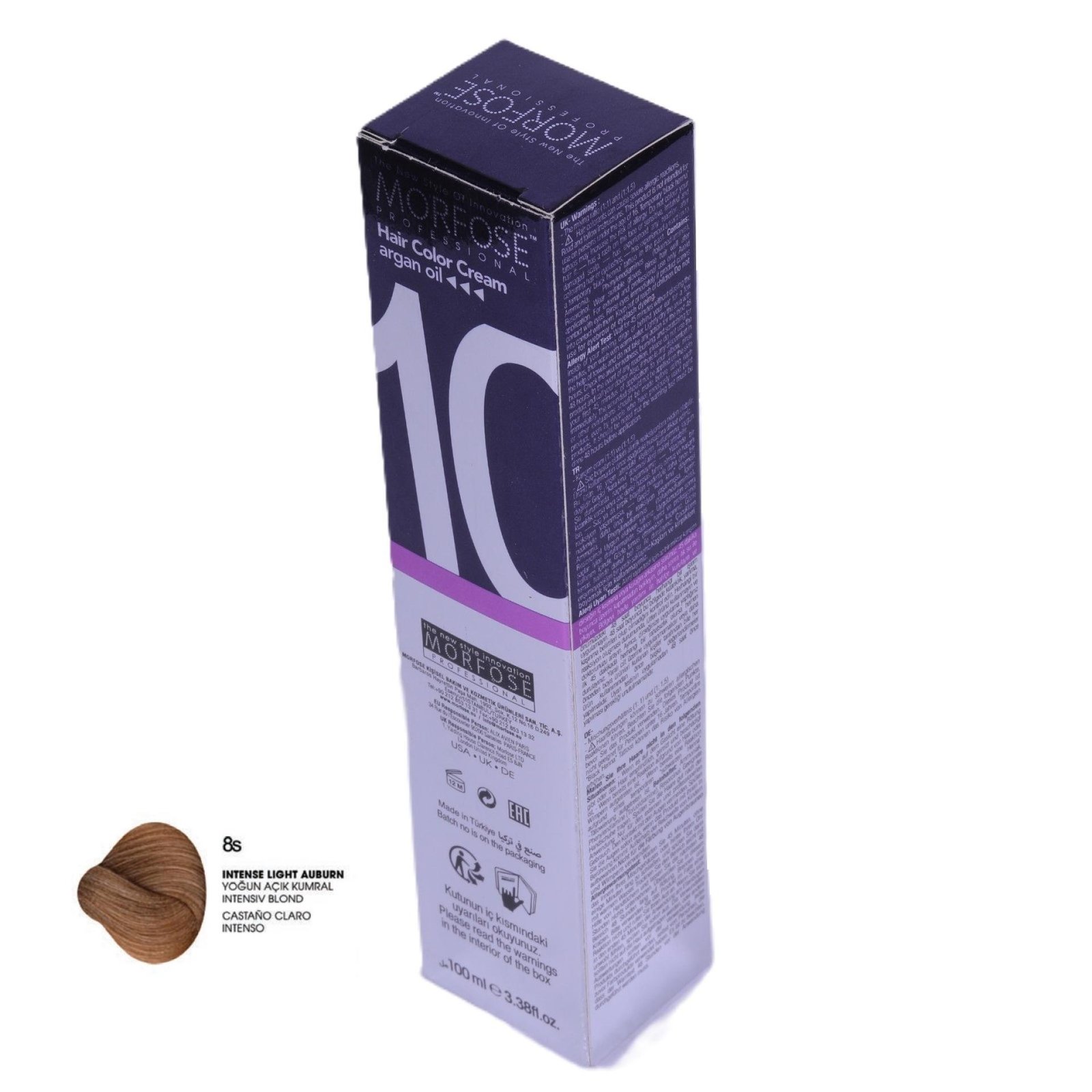 MORFOSE 10 Hair Color Cream with Argan Oil 8S - Intense Light Auburn 100ml
