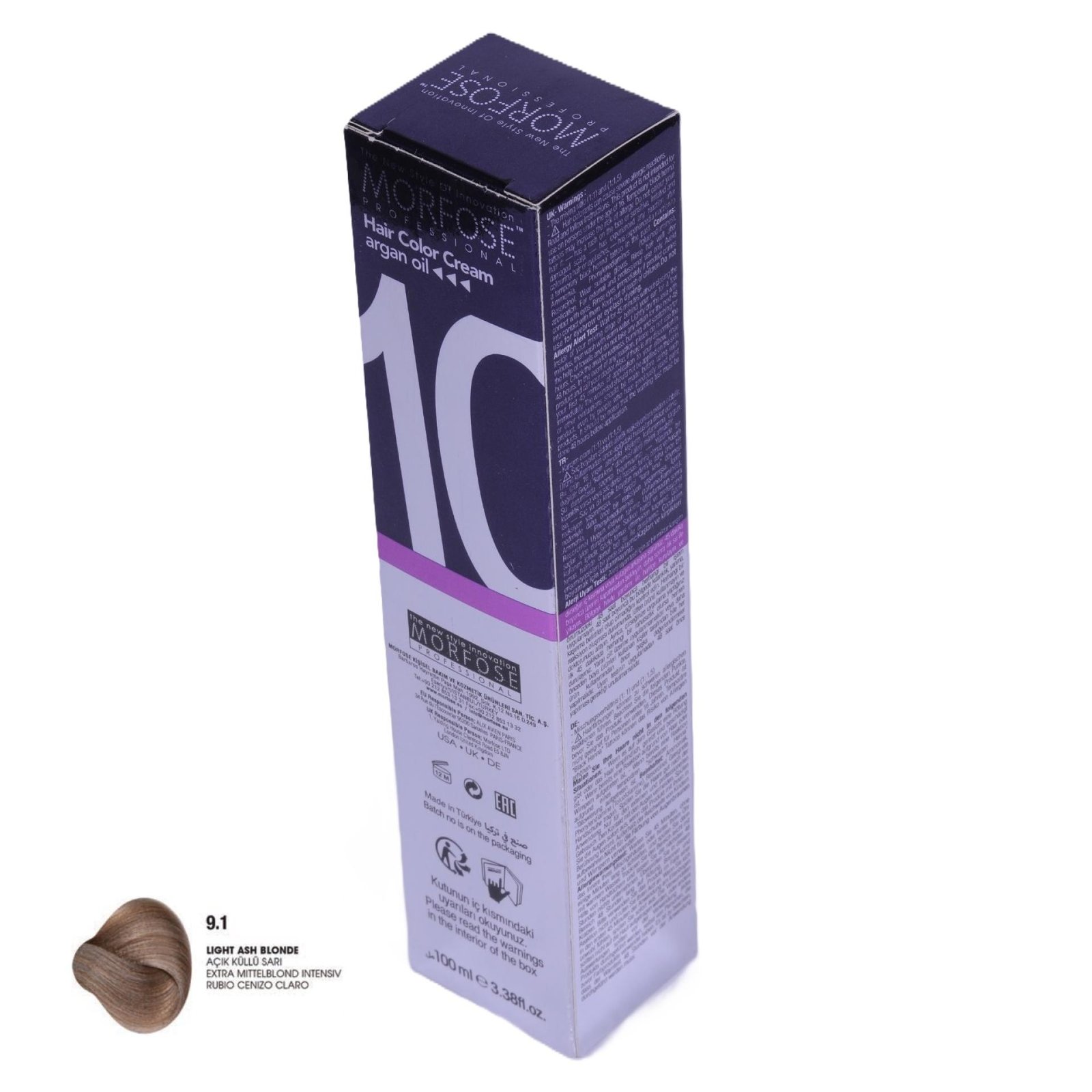 MORFOSE 10 Hair Color Cream with Argan Oil 8.1 - Light Ash Blonde 100ml