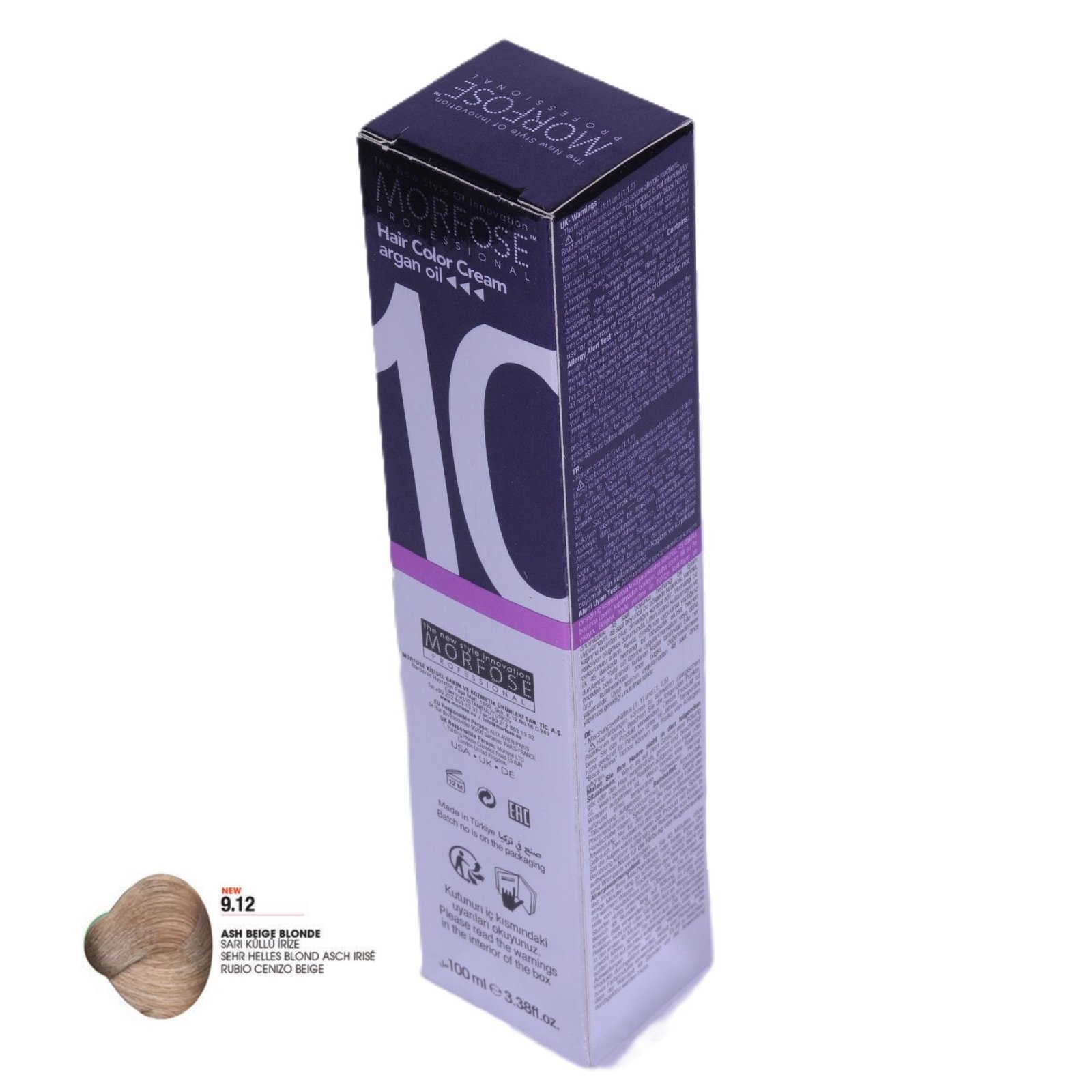 MORFOSE 10 Hair Color Cream with Argan Oil 9.12 - Ash Beige Blonde 100ml