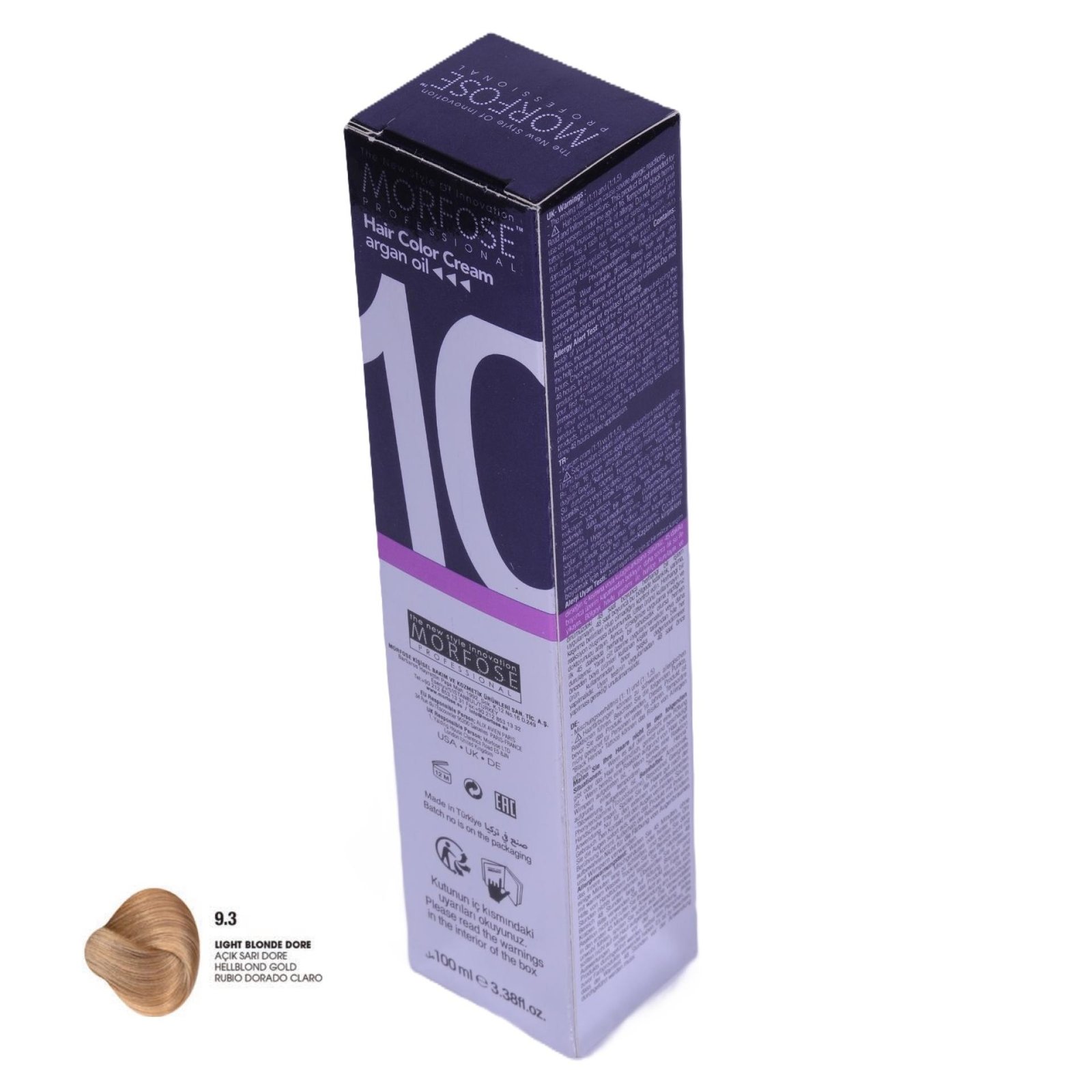 MORFOSE 10 Hair Color Cream with Argan Oil 9.3 - Light Blonde Dore 100ml