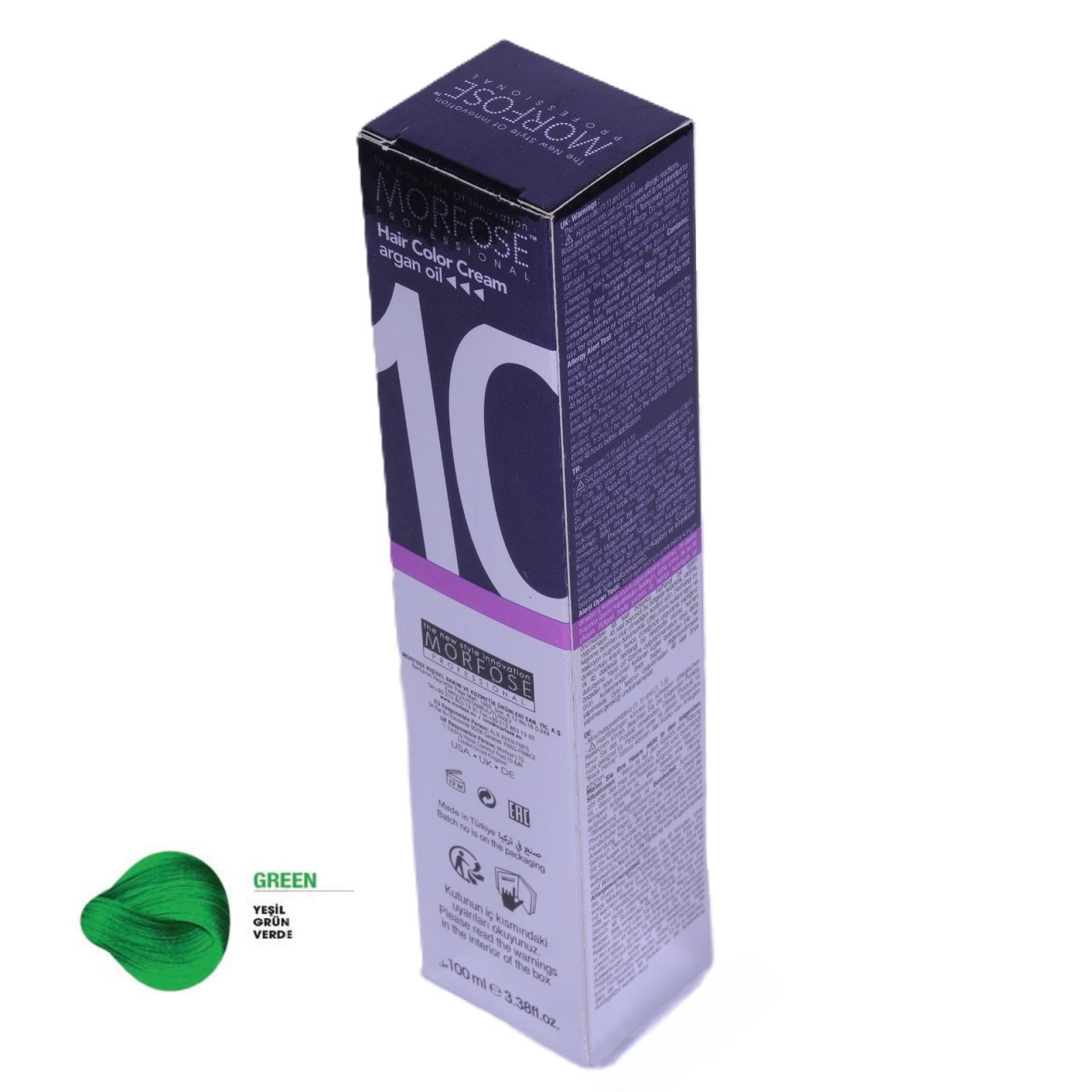 MORFOSE 10 Hair Color Cream with Argan Oil Green 100ml